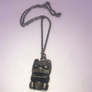 VTG Frederick Pewter Indigenous First Nations Beaver Pendant &Chain 20” &1.5”